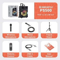 150W Bluetooth Portable PA System & Karaoke Machine – 6H Playtime, LED Lights