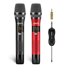 LEKATO UHF Wireless Microphone Rechargeable Cordless Dual Handheld Dynamic 100ft