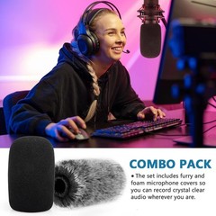 Pop Filter for Hyperx Quadcast s, Mic Foam Cover+Furry Cover Hyper X