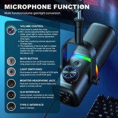 USB Gaming Microphone with Arm, Condenser Mic for PC, MAC, PS4, PS5, Phone