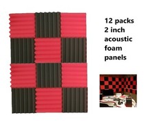12 Pack Wedge Premium Acoustic Soundproofing Studio Foam Tiles 12″ x 12″ x 2″