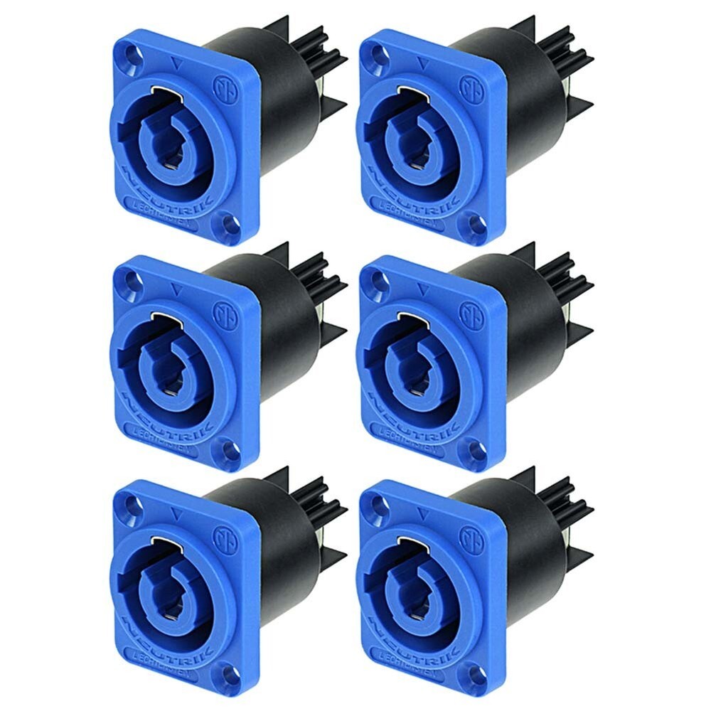 6x Neutrik NAC3MPA-1 PowerCON Chassis Panel Mount Connector Power-in 20A AC Blue