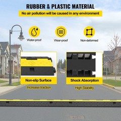 VEVOR Speed Bump Cable Protector Ramp 5PCS 2-Cable Rubber 40″x9.7″x2″ Cord Guard