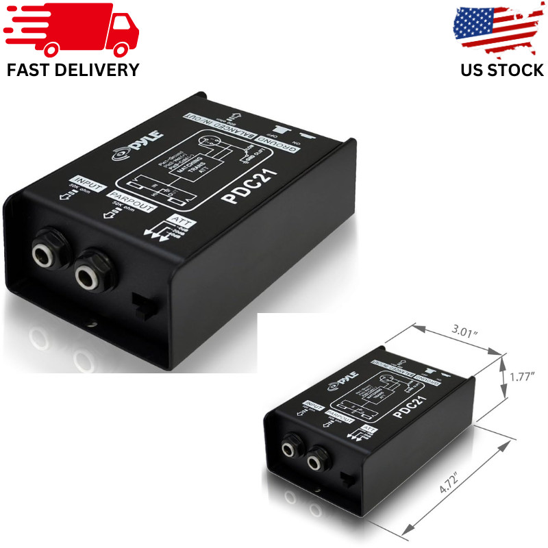 Pyle Premium Direct Injection Audio Box – Passive DI Unit Hum Eliminator ….