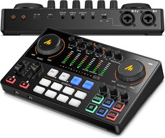 Podcast Equipment Bundle: Audio Interface Mixer with Dual XLR Input for Podcast