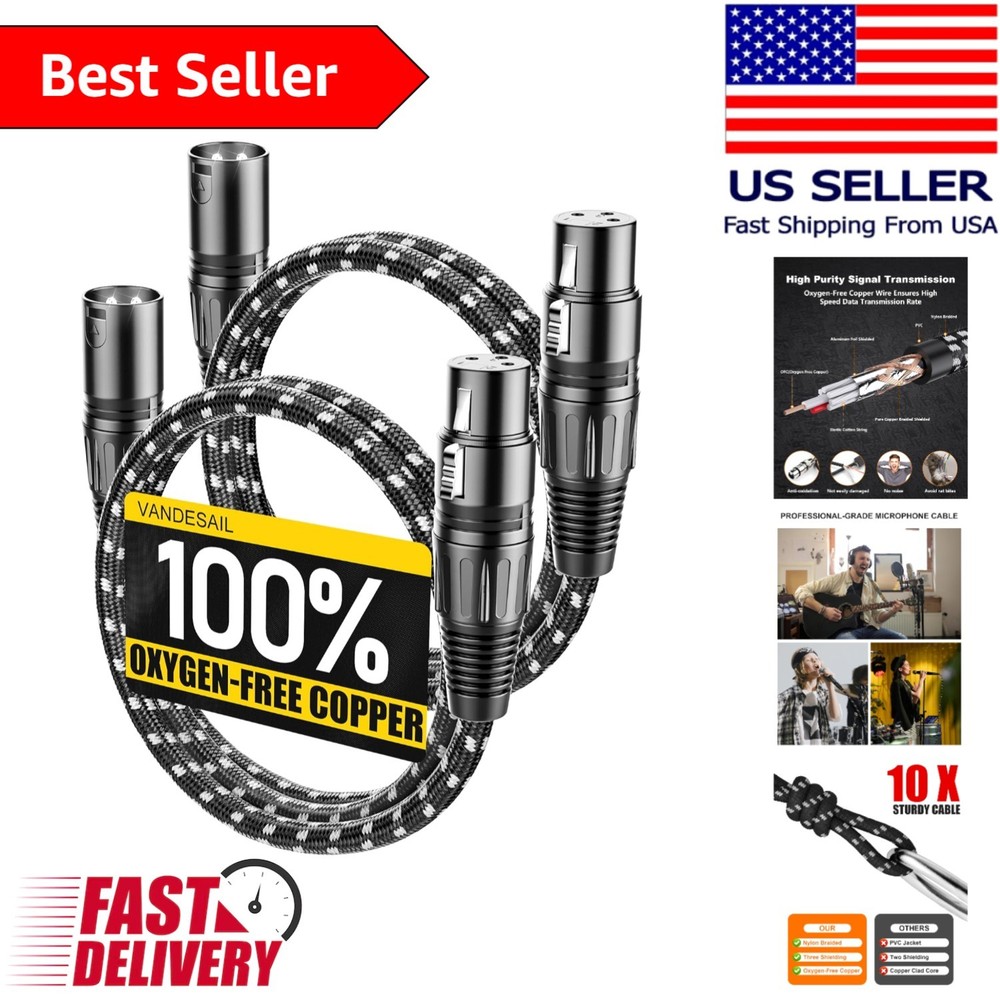 Cost-Effective 2-Pack 3ft XLR Microphone Cables with Heavy-Duty Metal Connectors