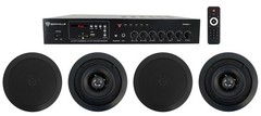 Rockville Commercial Amplifier+4) 5.25″ 2Way Black Ceiling Speakers 4 Restaurant