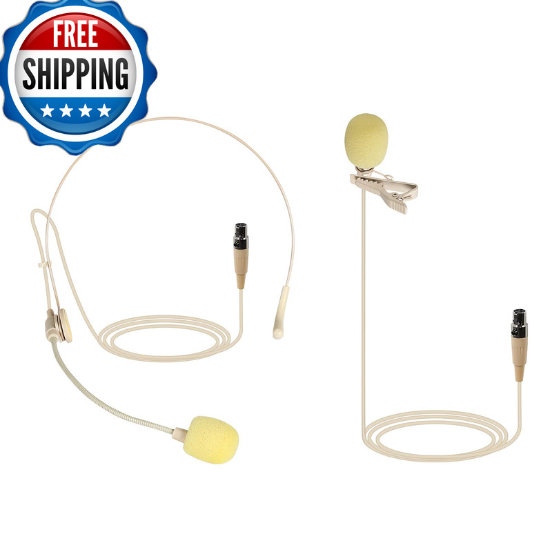 Phenyx Pro Beige Lavalier Lapel Headset Mic Combo Mini Xlr Jack Hands-Free