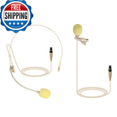 Phenyx Pro Beige Lavalier Lapel Headset Mic Combo Mini Xlr Jack Hands-Free