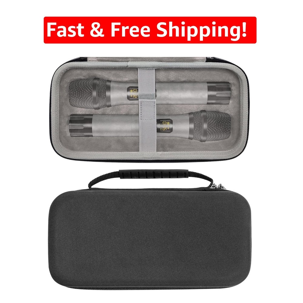 Dual Microphone Storage Case, Hard-Shell Bag for Bietrun SY-WXM-2 & PG58