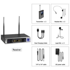 Wireless Microphone System with Dual Lavalier and Headset Mics