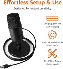 Amazon Basics USB Condenser Microphone for Streaming Recording, and Podcasting