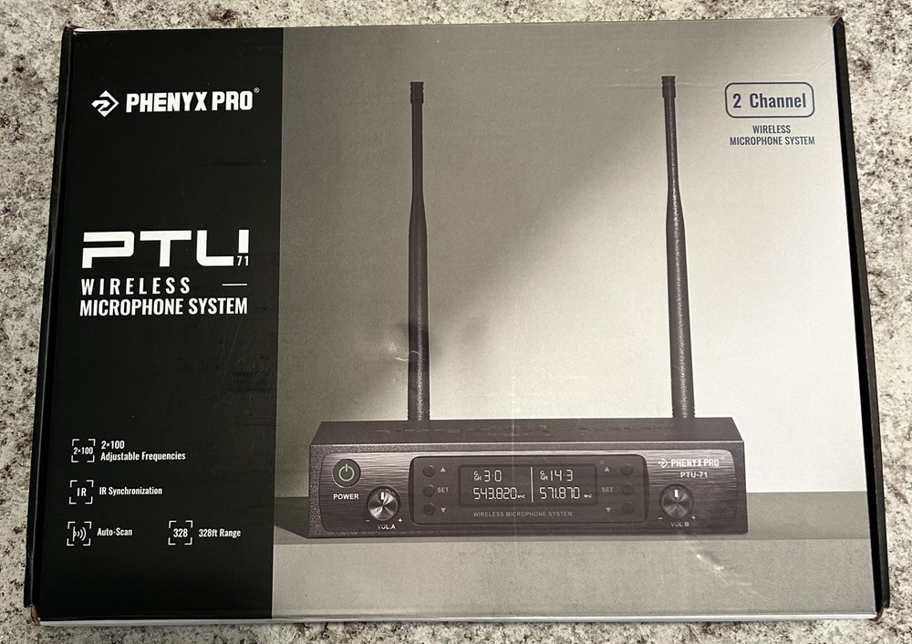 Phenyx Pro PTU712H UHF DualChannel Wireless Handheld Microphone System