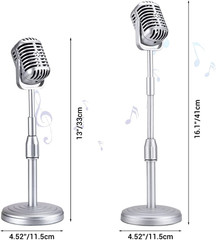 Vintage Desktop Microphone Prop Model with Adjustable Stand, Classic Retro Style