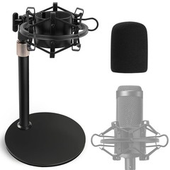 Audio Technica Mic Stand AT2020 with Shock Mount Foam Windscreen, AT2020 Micr…