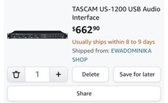 NEW Tascam US-1200 Analog Recording Interface with Power/USB Cord/Box