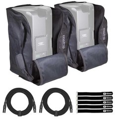 Pro Audio DJ Universal 12″ Loudspeaker Padded Tote Carry Bags w 20′ XLR Cables