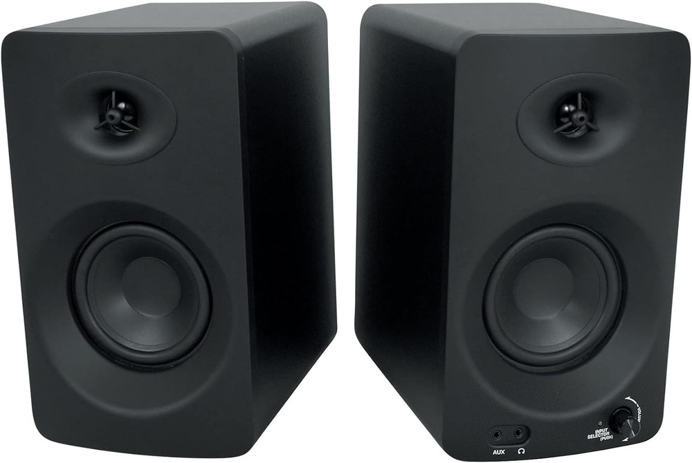 ASM4 Powered Studio Monitor Speaker Pair, 4″, 2-Way, 200W, Black, Bluetooth, Opt