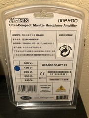 Behringer MA400 MICROMON Ultra-Compact Monitor Headphone Amplifier 120V Silver