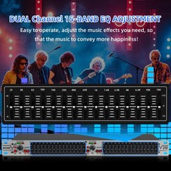 Graphic Equalizer 15-Band Stereo EQ for Home Audio, Dual Channel Professional…