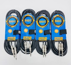 (4) Pack 15 ft Professional Low-Noise 1/4″ to 1/4″ Guitar Instrument Audio Cable