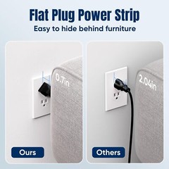 6 FT Flat Plug Surge Protector Power Strip,11 Multiple AC Outlets with 6 USB …