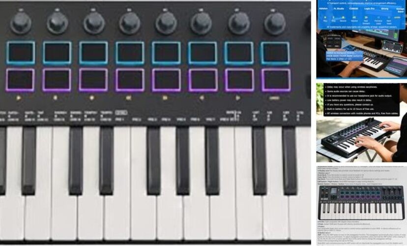 SMK37 PRO Black MIDI keyboard controller with 16 backlit drum pads, perfect