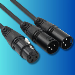 3-Pin XLR Female Jack to Dual 2 Male Plug Y Splitter Mic DJ Cable Adaptor 16 AWG