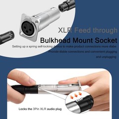 XLR 3 Pin Pass Through Panel Mount Connector,Mic XLR 3PIN D-Type Female to Male