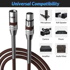 6ft Premium XLR Mic Cable Heavy Duty 22AWG OFC Shielded Brown Color