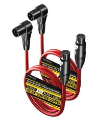 3ft Right Angle XLR 2 Pack Male to Straight Female Mic Cord – 3 Pin XLR Micro…