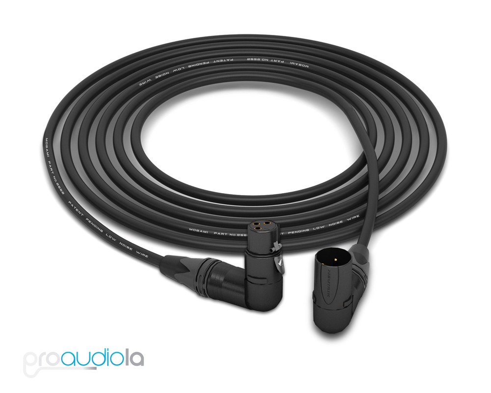 Mogami 2552 Cable | Neutrik Gold XLR Right-Angle | Black 35 Feet | 35 Ft. | 35′