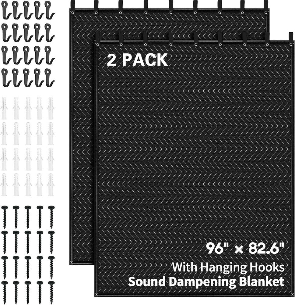 2 PCS Large Sound Dampening Blanket,96″ X 80″ Sound Absorbing Studio,Noise Cance