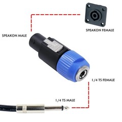 4pcs 1/4 Inch to NL4 Plug Adapter for Full Audio Bandwidth Support 20Hz-20kHz