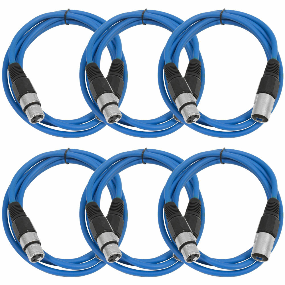 SEISMIC AUDIO (6 PACK) Blue 6′ XLR Patch Cables – Snake