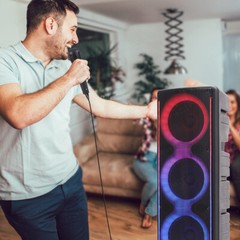 Triple 10in Bluetooth Party Speaker Loud Heavy Bass System w/2 Mic TWS AUX FM TF