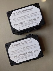 2 custom portable Atlas Sound T-20 30W 70V transformers with enclosure, speakON