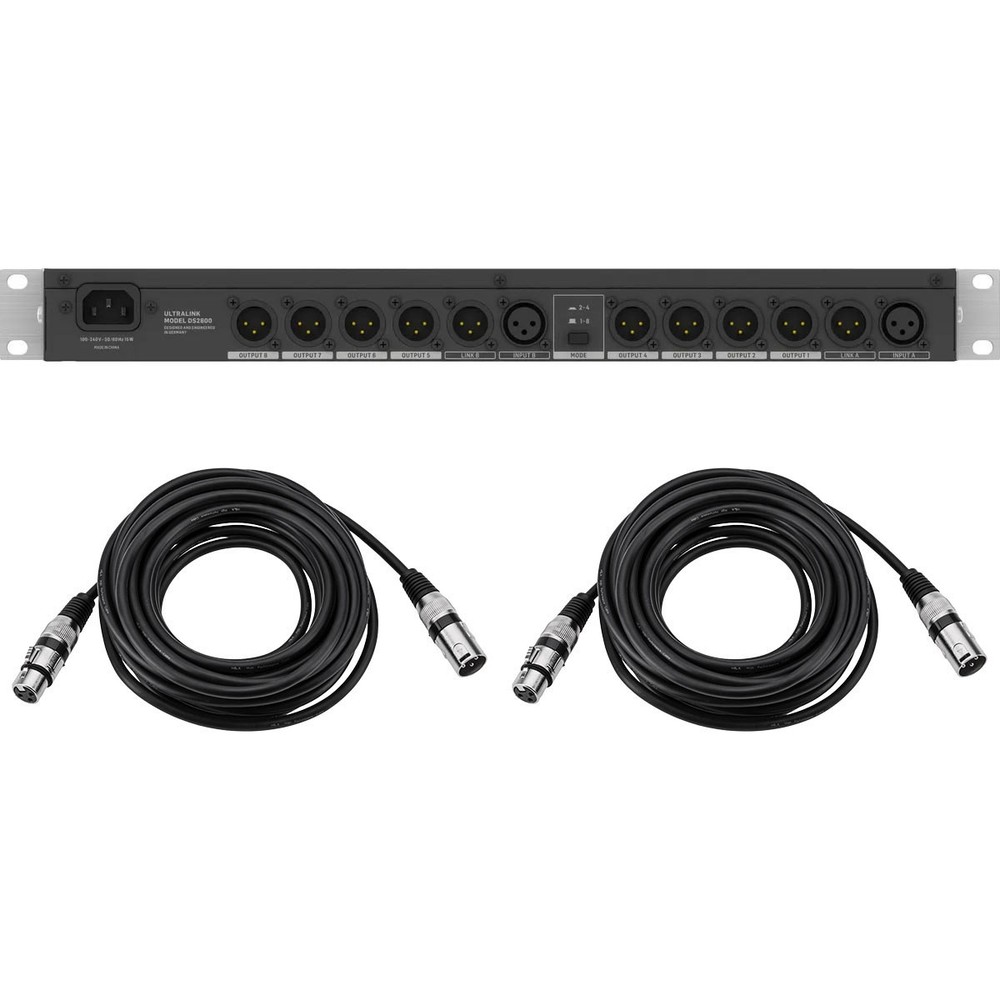 Behringer DS2800 Professional 2-Input/8-Output Distribution Splitter, Bundle wit