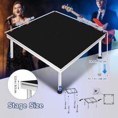 Portable Stage Platform 4x4ft Height Adj 24-40″1650lb Modular Riser For DJ Event