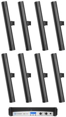 (8) JBL COL800-BK 32″ 70V Commercial Column Wall Mount Array Speakers+Crown Amp