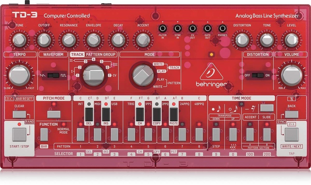 Behringer TD-3-SB Analog Bass Line Synthesizer with VCO, VCF, One Size, black