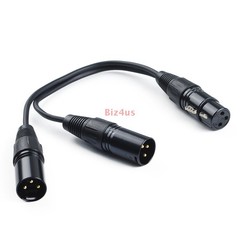 3-Pin XLR Female Jack to Dual 2 Male Plug Y Splitter Mic DJ Cable Adaptor 16AWG