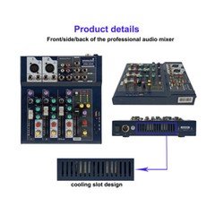 4 Channel Audio Mixer Bluetooth USB Sound Mixing Console Studio DJ Karaoke Mixer