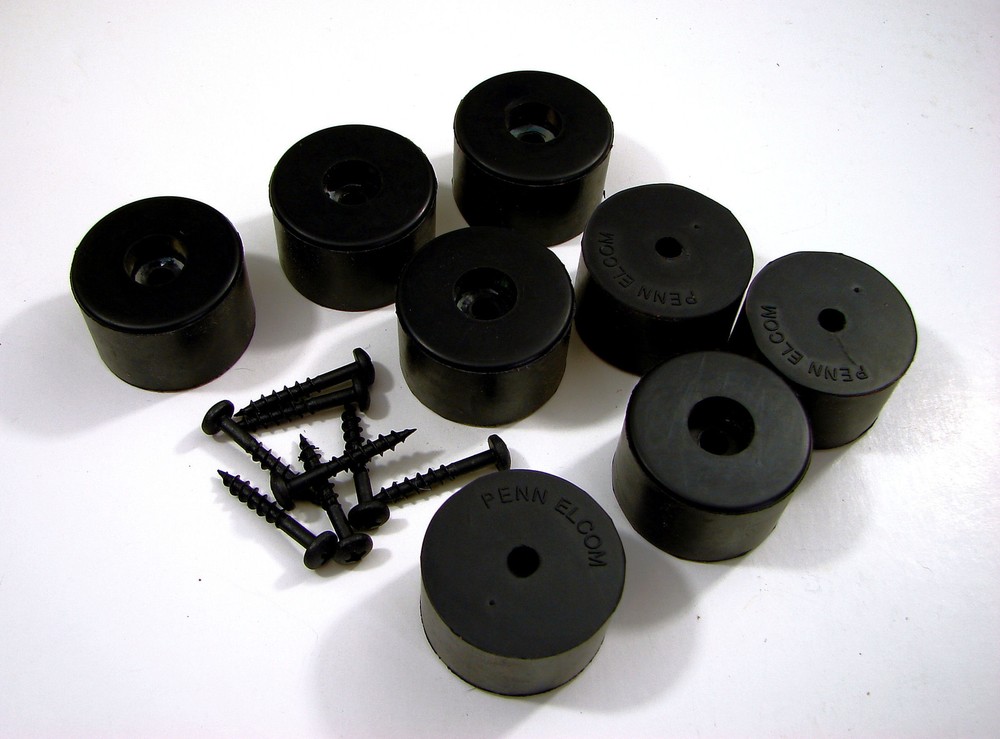(8 PACK) PENN ELCOM 1″ x 1-9/16″ Rubber Feet for Amp/ Case/ Speaker – F1686/25