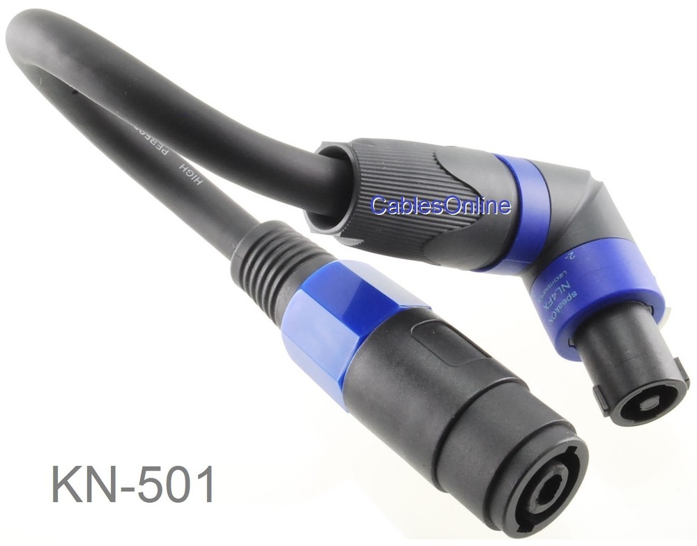 1ft 4-Pole Speakon Right-Angle Male/Female 4-Conductor,12AWG Extension Cable