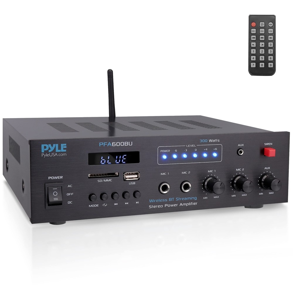 PYLE Wireless Bluetooth Karaoke Amplifier Home Car Bus Tours 300 Watts 2 Chan…