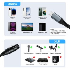 Professional 3.3ft USB-C to XLR Female Audio Cable for Crystal Clear Sound