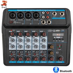 6 Channel Live Studio Audio Mixer USB Bluetooth DJ Sound Mixing Console Amplifie