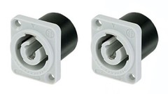 (2) Two Original NEUTRIK NAC3MPB-1 PowerCON „OUT“ Grey Chassis Panel Mount Power