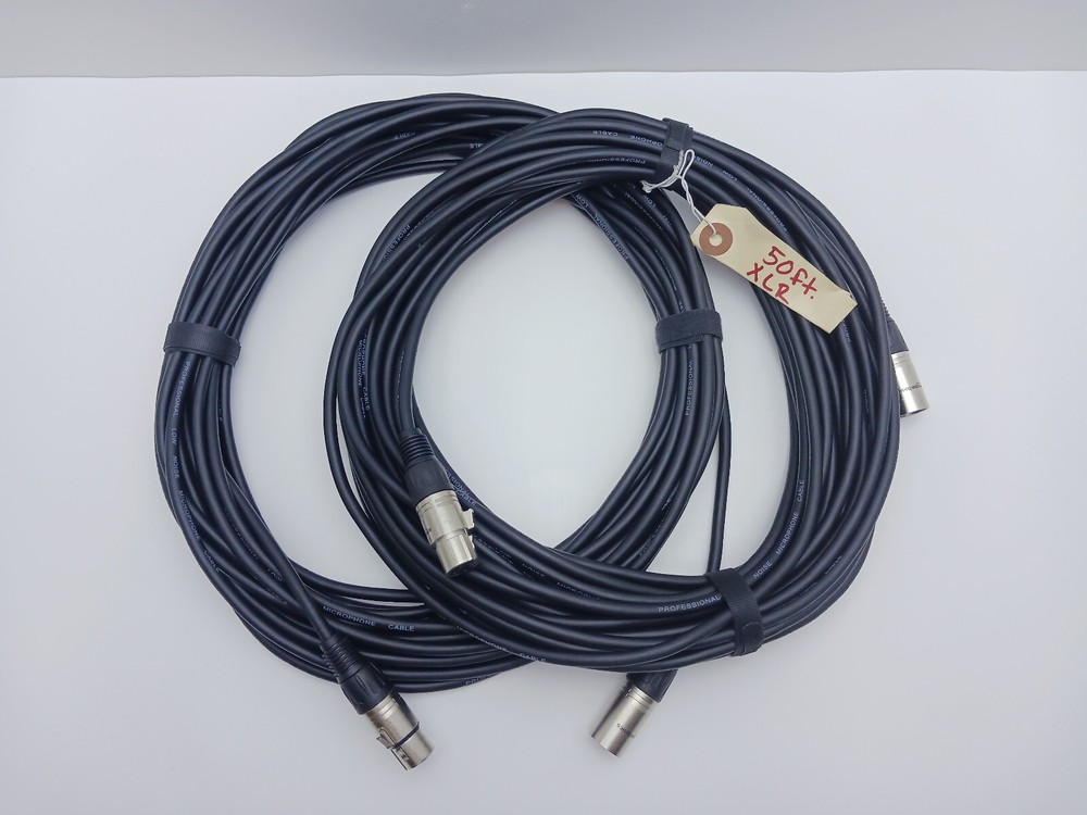 PAIR 50 FT Amazon Basics Professional Low Noise XLR Microphone Cables